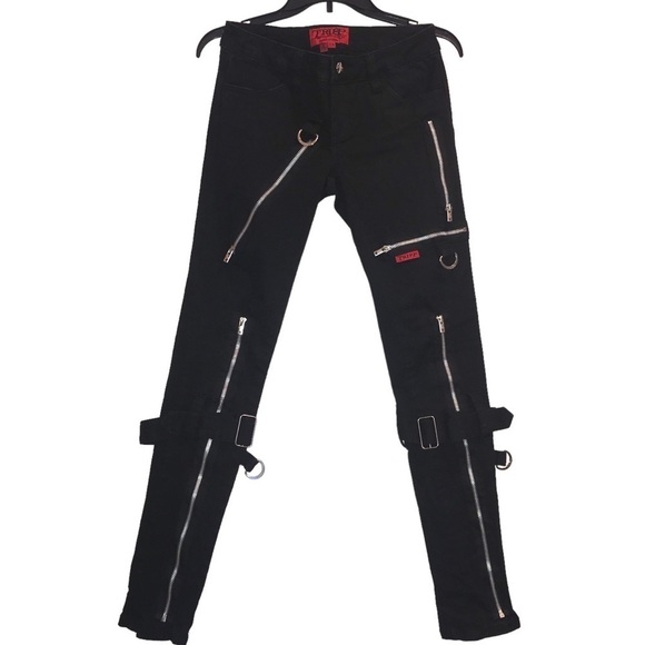 TRIPP NYC Vintage Goth Multi Zipper D Rings Black Jeans Pant Woman Girls… - Picture 2 of 12